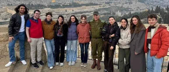 Alexandra Seaman (fourth from the right) with her Conflict Resolution & Mediation MA classmates on a field trip to Jerusalem