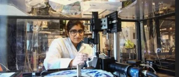 The paper’s first author, Manya Malhotra discovered photonic origami by chance while trying to locate an invisible laser beam.