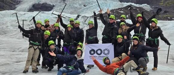 Tel Aviv University's geophysics students on their study trip to Iceland, hiking on Vatnajökull Glacier, which is Europe’s largest glacier